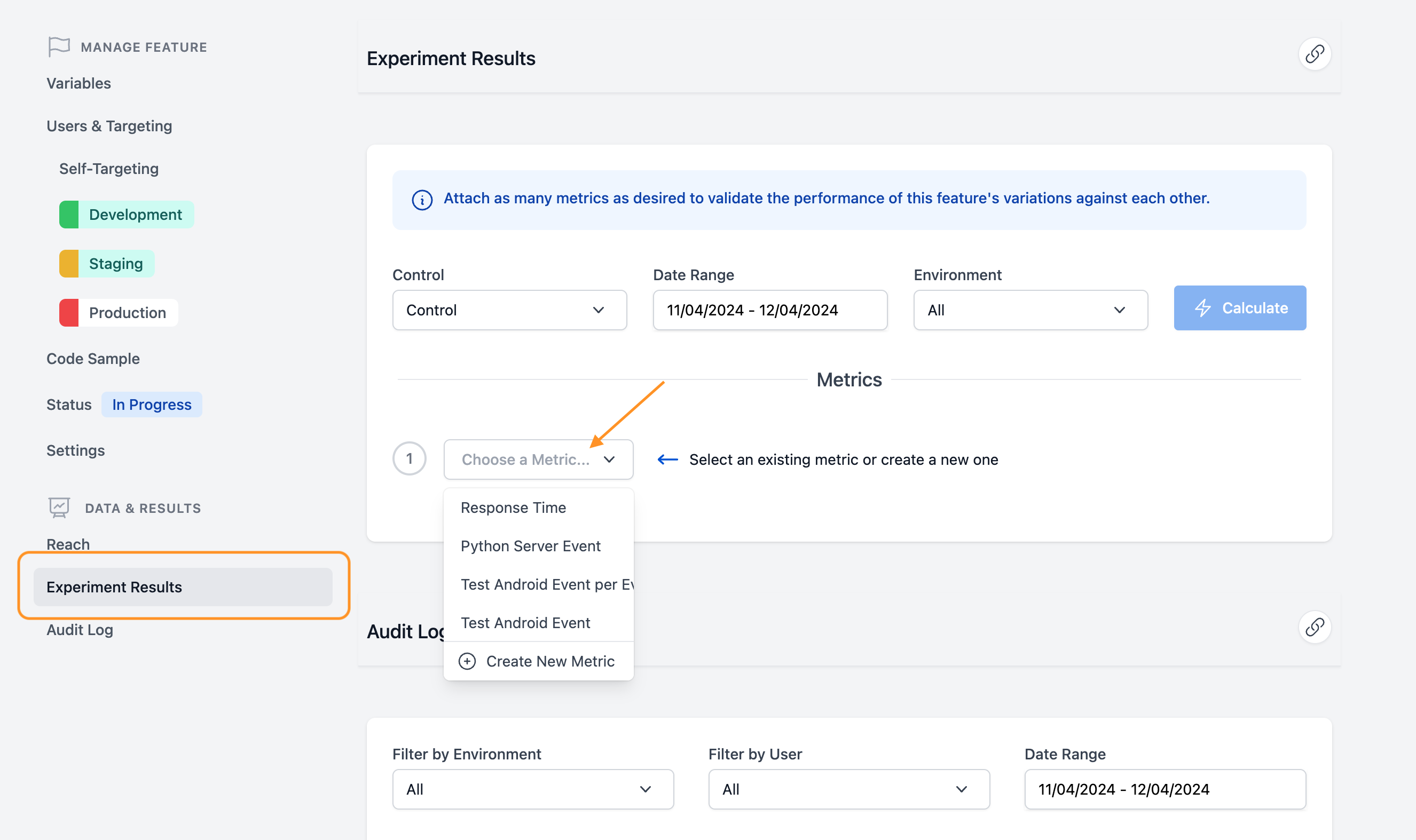 Add Metrics from Feature Editing Page