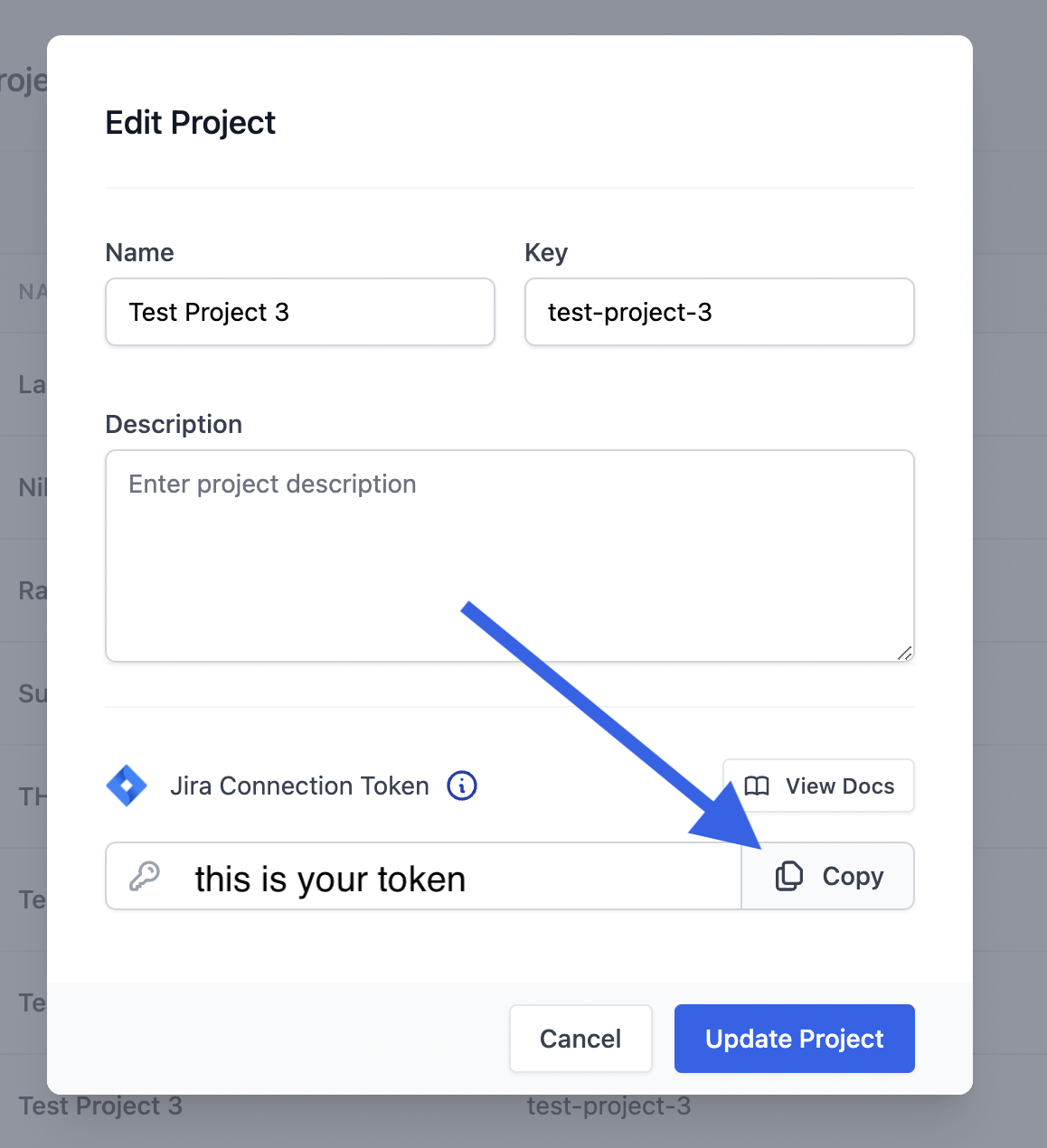 project info for jira copy