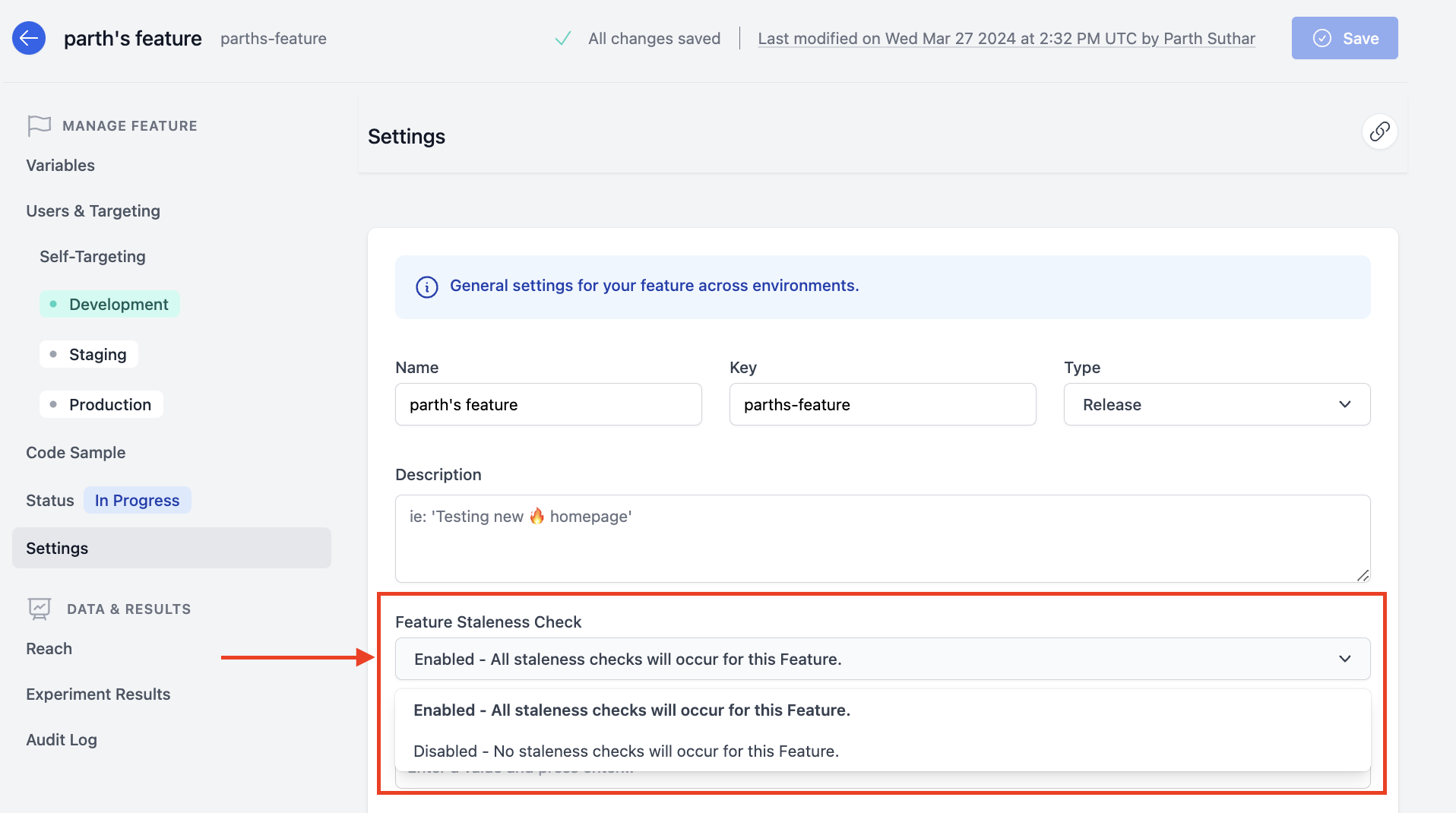 image of enable staleness checks