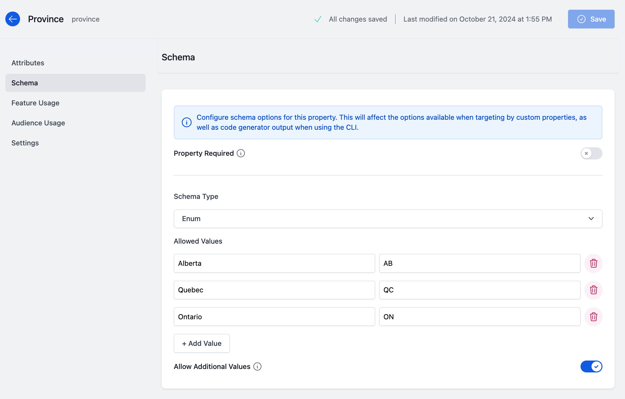 Custom Property Schema Targeting Rule